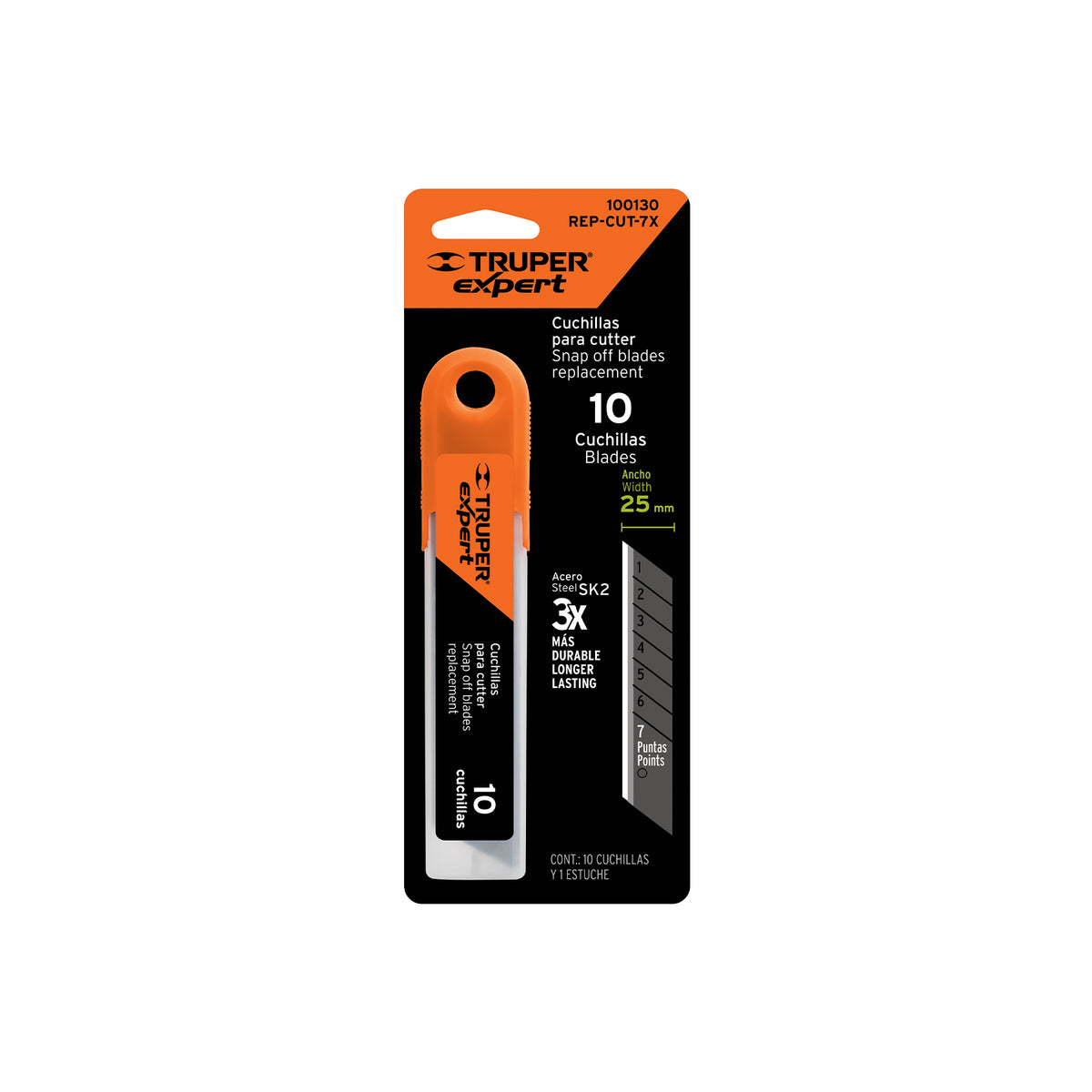 Estuche con 10 Cuchillas SK2 de 25 mm para Cutter, Expert