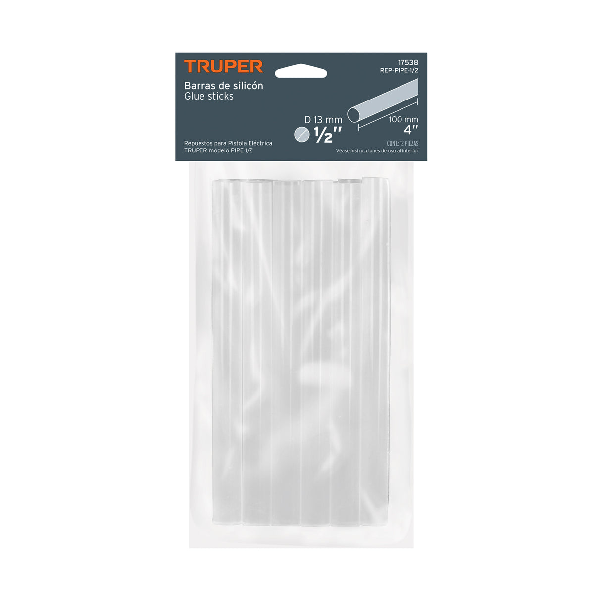 Blíster con 12 Barras de Silicón de Repuesto para PIPE-1/2