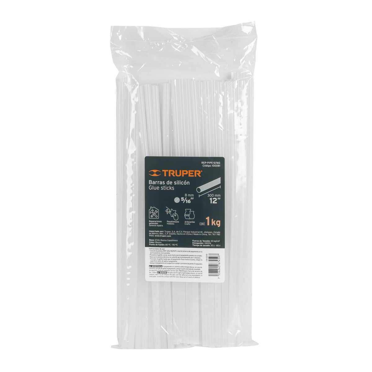 Bolsa con 1 kg de Barras de Silicón de Repuesto para PIPE-5/16