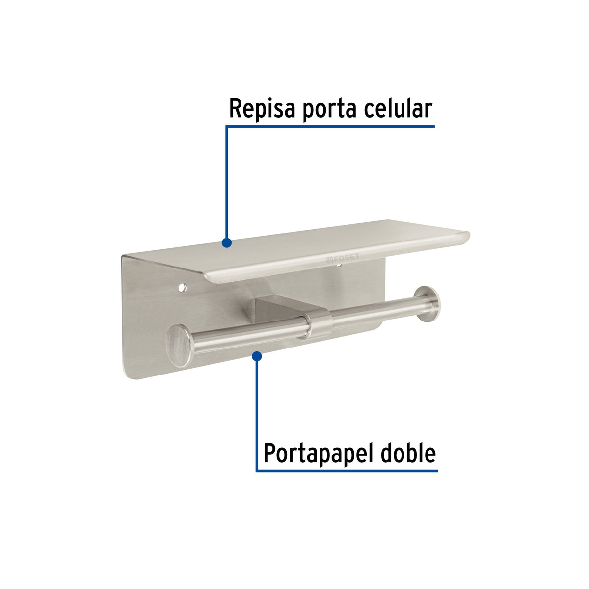 Portarrollo Doble en Satín con Soporte para Celular, Riviera