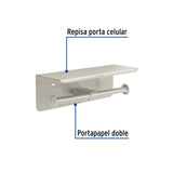 Portarrollo Doble en Satín con Soporte para Celular, Riviera