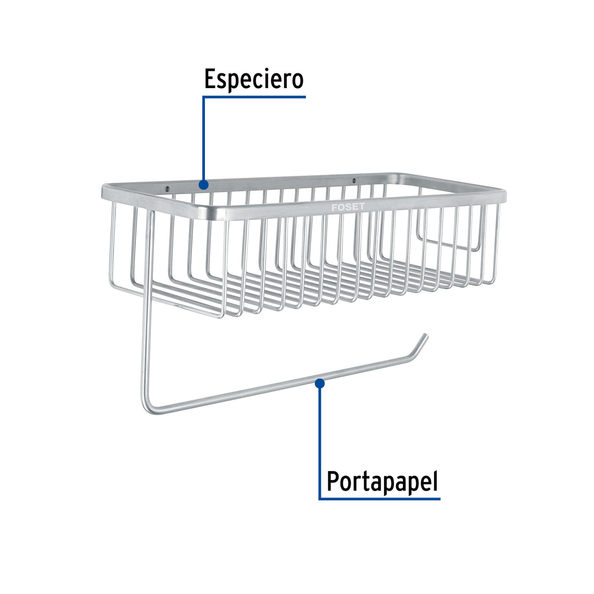 Portarrollo y Especiero en Cromo para Cocina, Foset Riviera