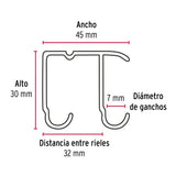 Riel Superior 'Jj' de Aluminio para Puerta Corrediza 2 m