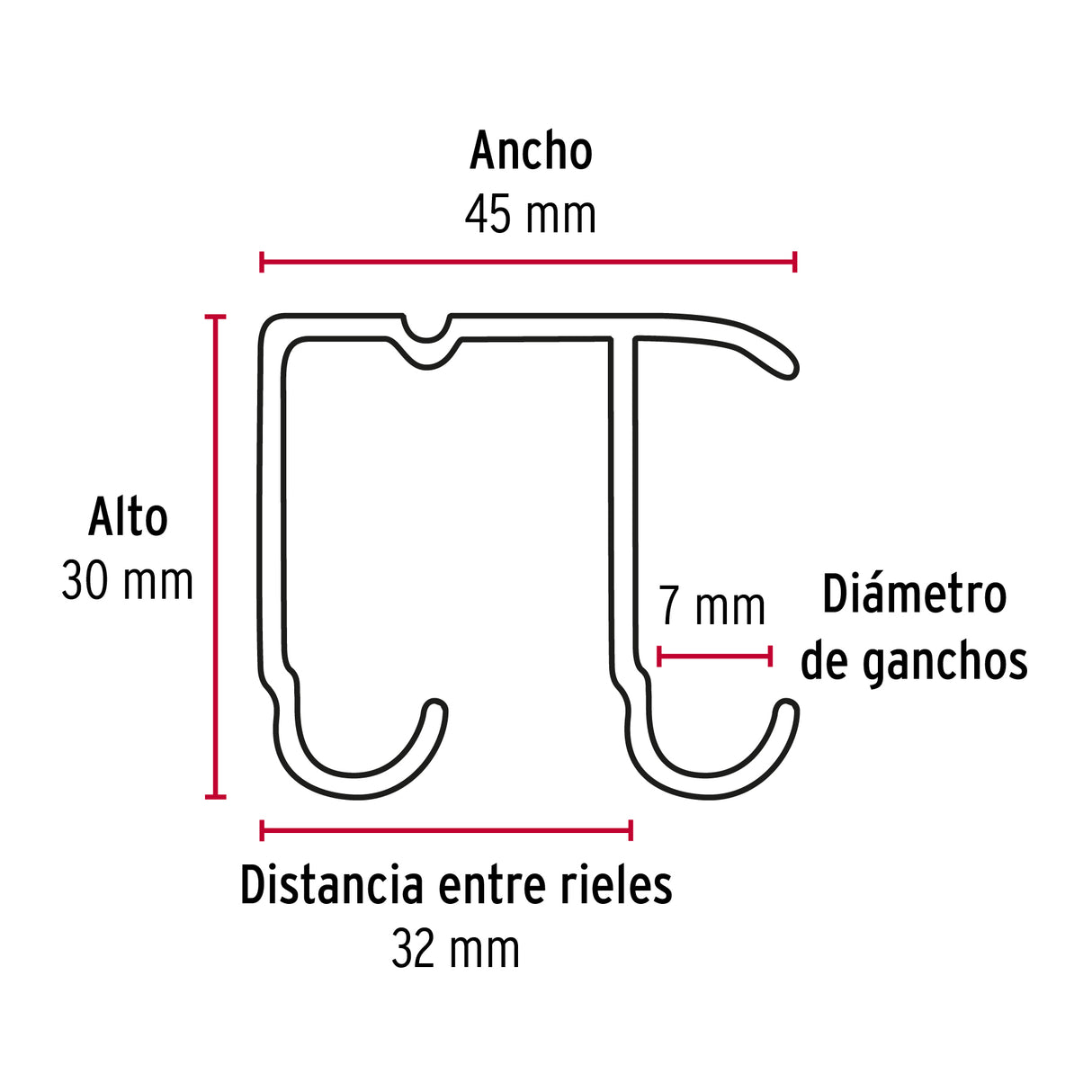 Riel Superior 'Jj' de Aluminio para Puerta Corrediza 3 m