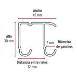 Riel Superior 'Jj' de Aluminio para Puerta Corrediza 3 m