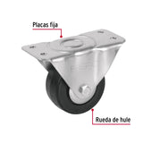 Rodaja Hule 3', Placa Fija con Balero, Carga 60 kg, Fiero