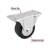 Rodaja Hule 4', Placa Fija con Balero, Carga 100 kg, Fiero