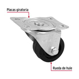 Rodaja Hule 2-1/2' Placa Giratoria C/Buje, Carga 50 kg, Fiero