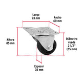 Rodaja Hule 2-1/2' Placa Giratoria C/Buje, Carga 50 kg, Fiero