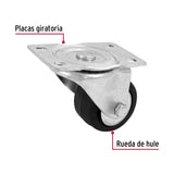 Rodaja Hule 2-1/2', Placa Giratoria C/Balero, Carga 50 kg