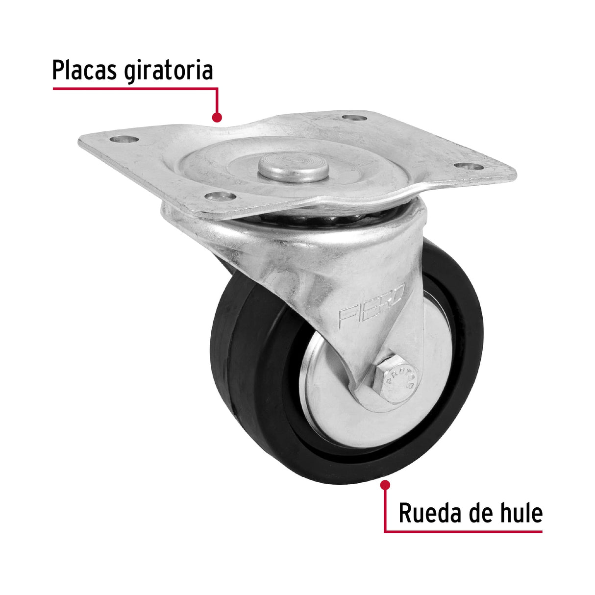 Rodaja Hule 4', Placa Giratoria C/Balero, Carga 100 kg, Fiero