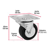 Rodaja Hule 4', Placa Giratoria C/Balero, Carga 100 kg, Fiero