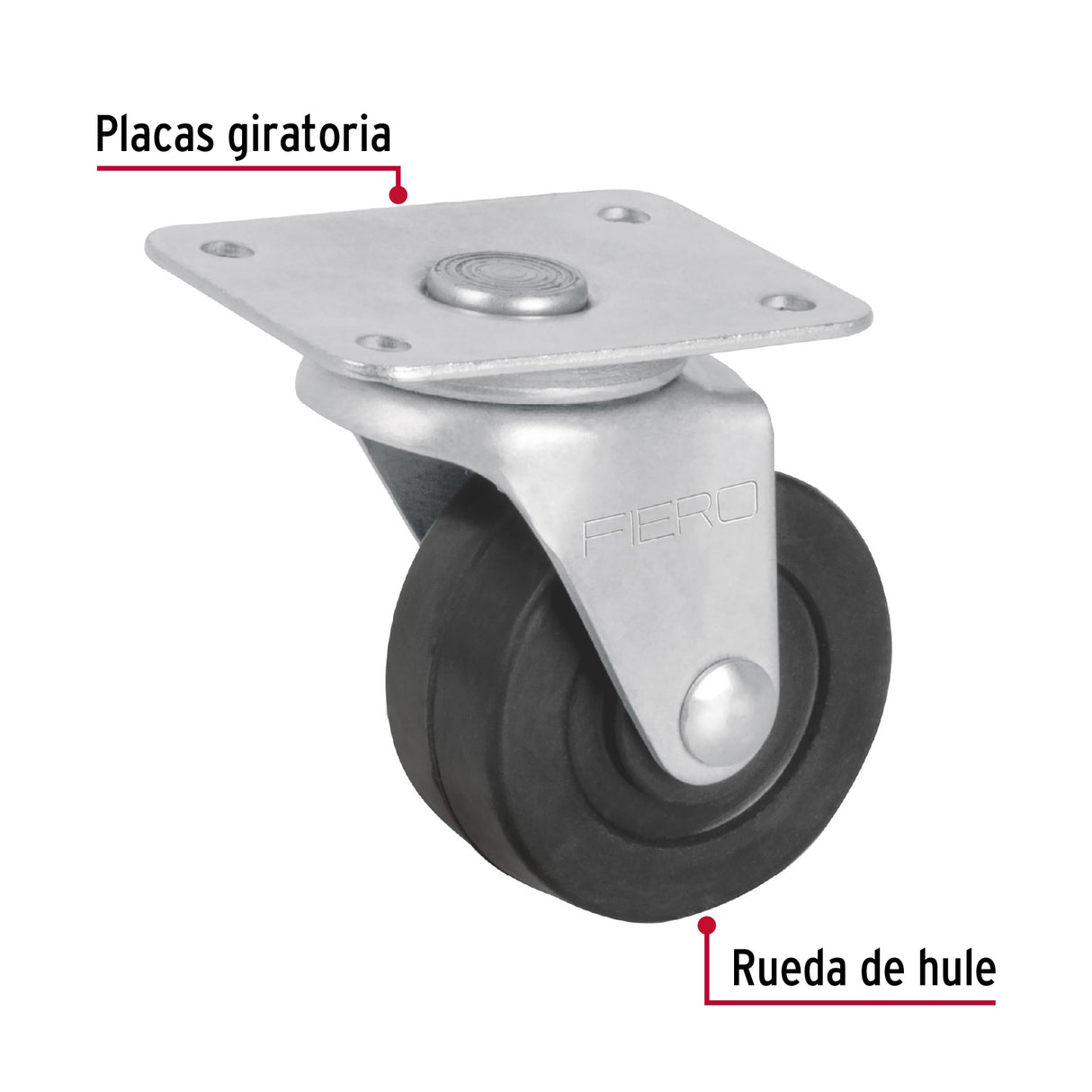 Rodaja Hule 2', Placa Giratoria C/Balero, Carga 40 kg, Fiero