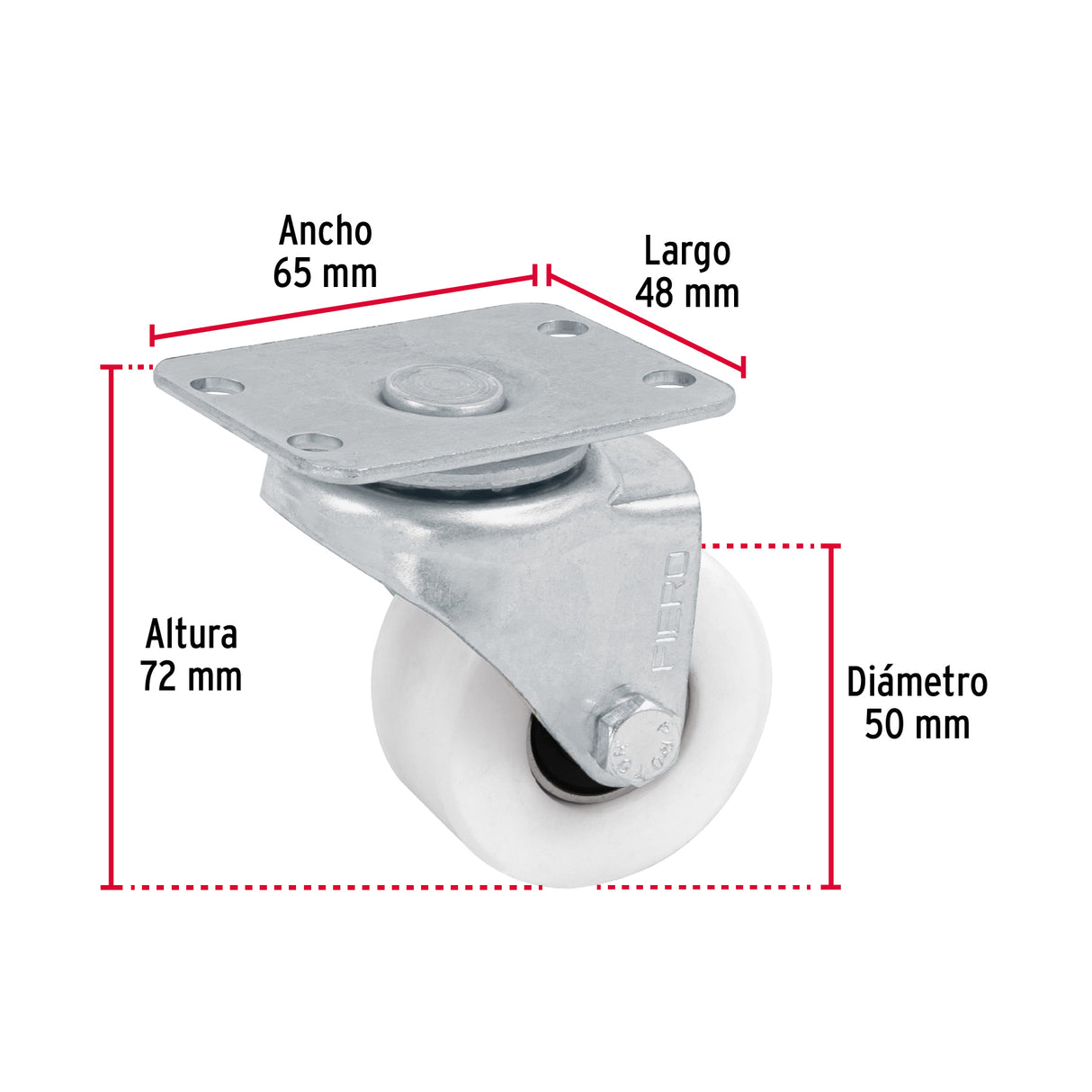 Rodaja de Polietileno 2' Placa Giratoria, con Balero, Fiero
