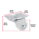 Rodaja de Polietileno 2-1/2 Placa Giratoria con Balero Fiero