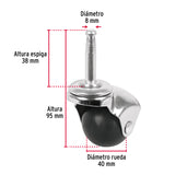 Rodaja Esférica, 40 mm con Espiga Tipo Socket, Fiero