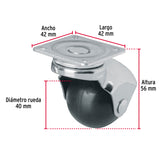 Rodaja Esférica, 40 mm con Placa, Fiero