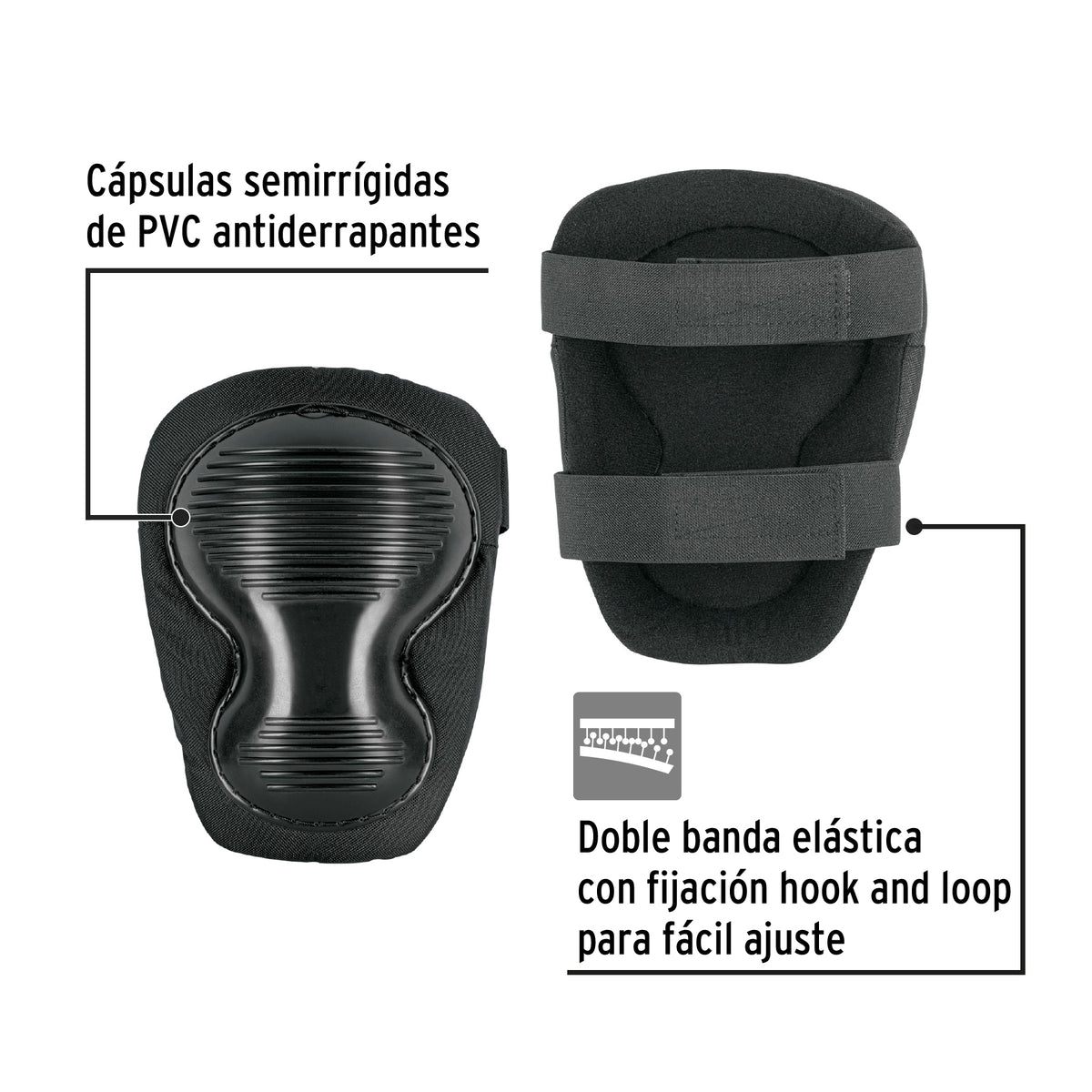 Rodilleras Antiderrapantes Doble Cápsula, Pretul