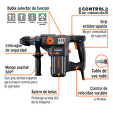 Rotomartillo SDS Plus 5 Joules, 1500 W, Truper Industrial