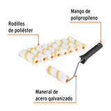 Kit de Maneral y 9 Mini Rodillos de 4' de Poliéster, Truper
