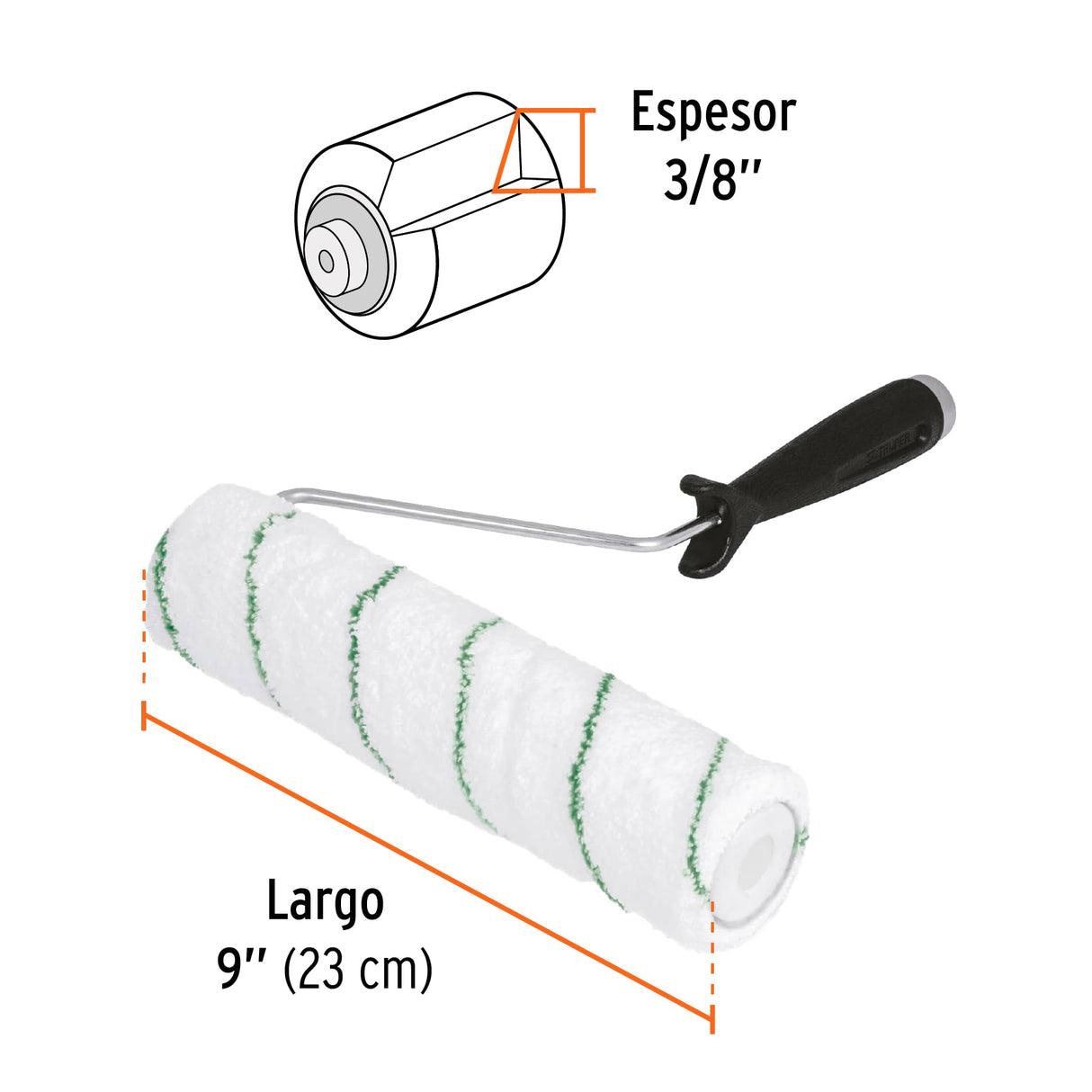 Rodillo para Pintar 9' X 3/8' Microfibra, Sup. Poco Rugosas