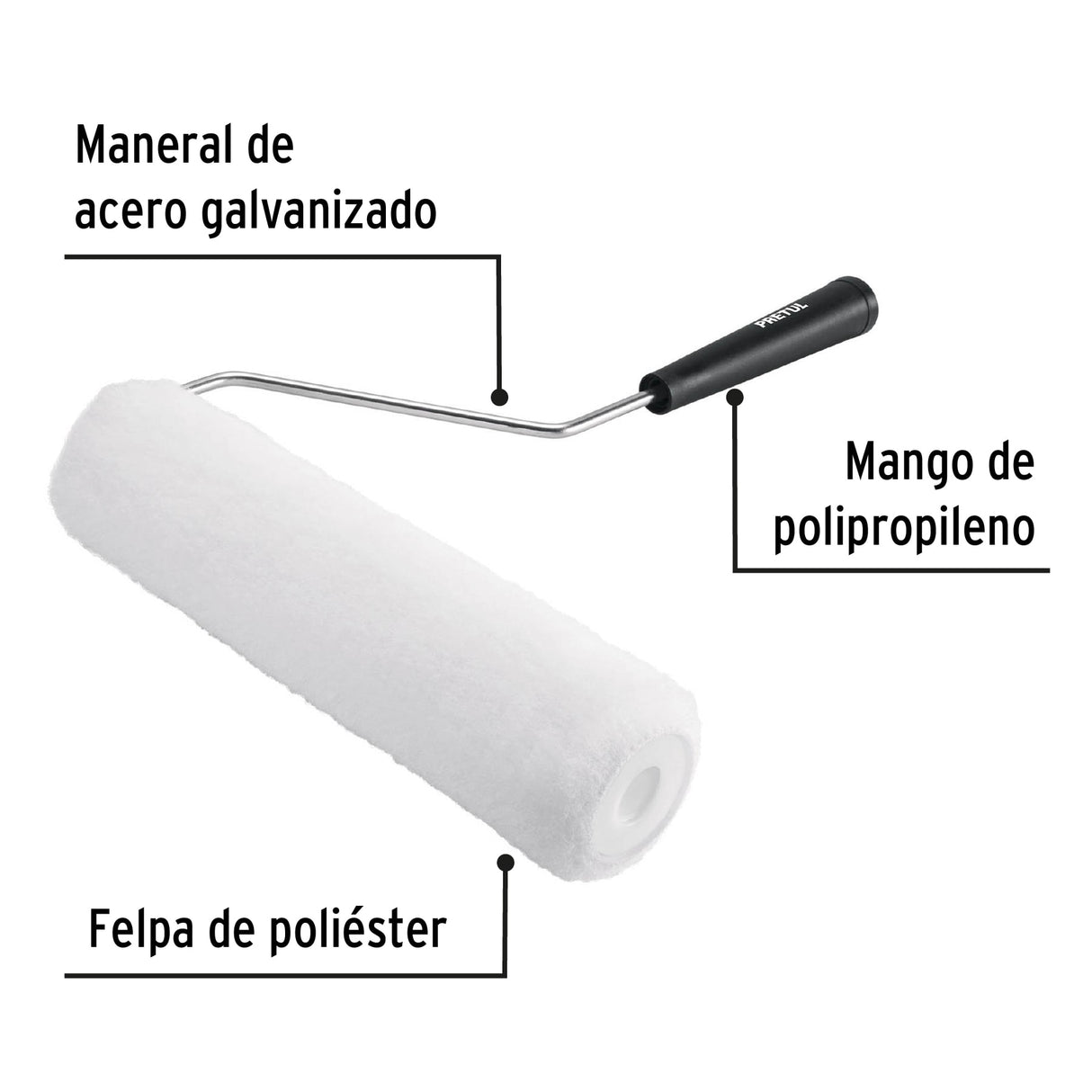 Rodillo para Pintar, 9 X 3/8', Superficies Lisas, Pretul