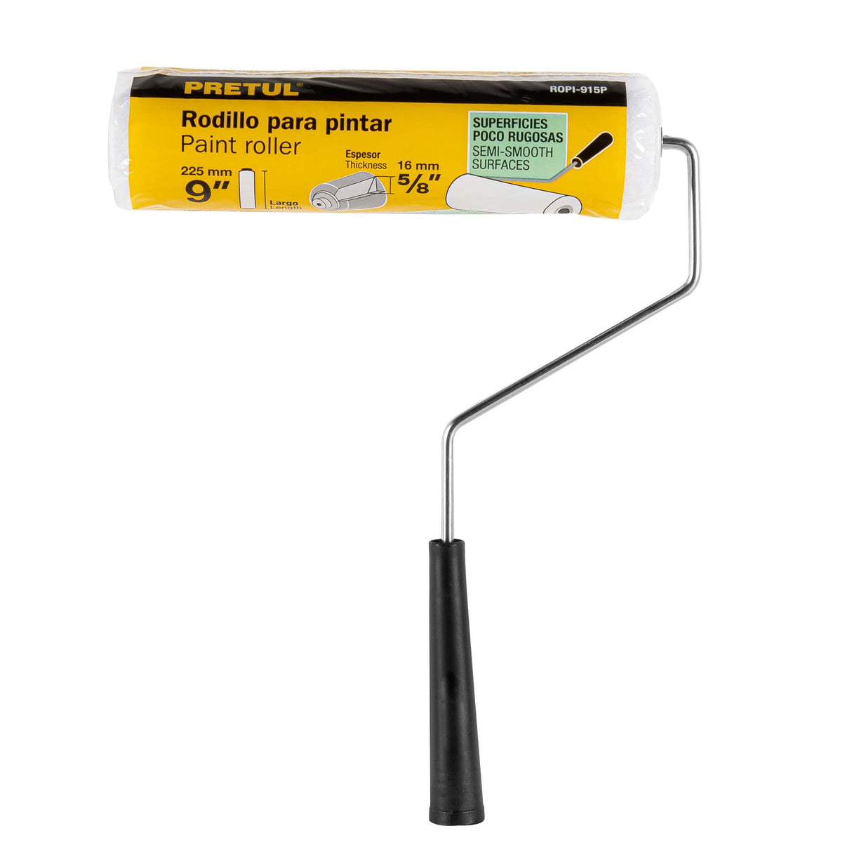 Rodillo para Pintar, 9 X 5/8', Superficies Poco Rugosas, Pretul