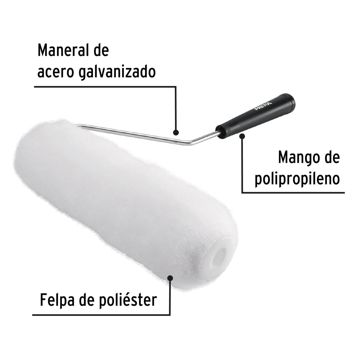 Rodillo para Pintar, 9 X 3/4', Superficies Rugosas, Pretul