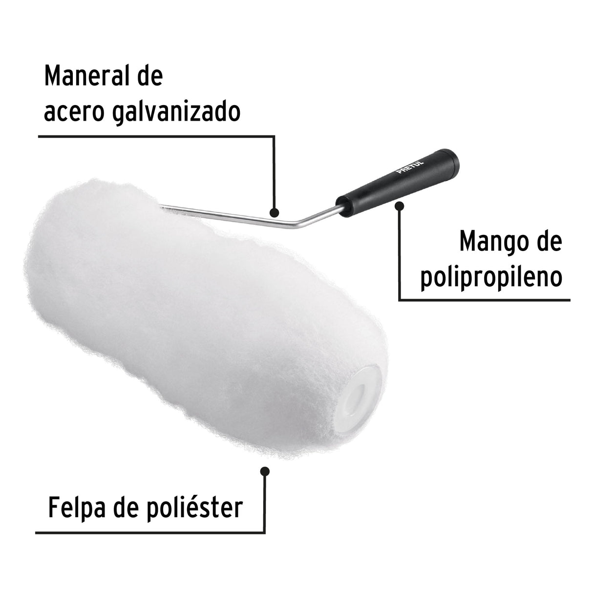 Rodillo para Pintar, 9 X 1-1/4', Superficies Extrarrugosas, Pretul