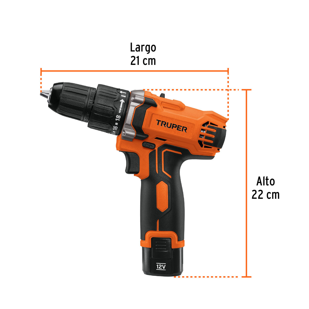 Rotomartillo Compacto 3/8', 12 V, 1 Batería 2 Ah, Pro