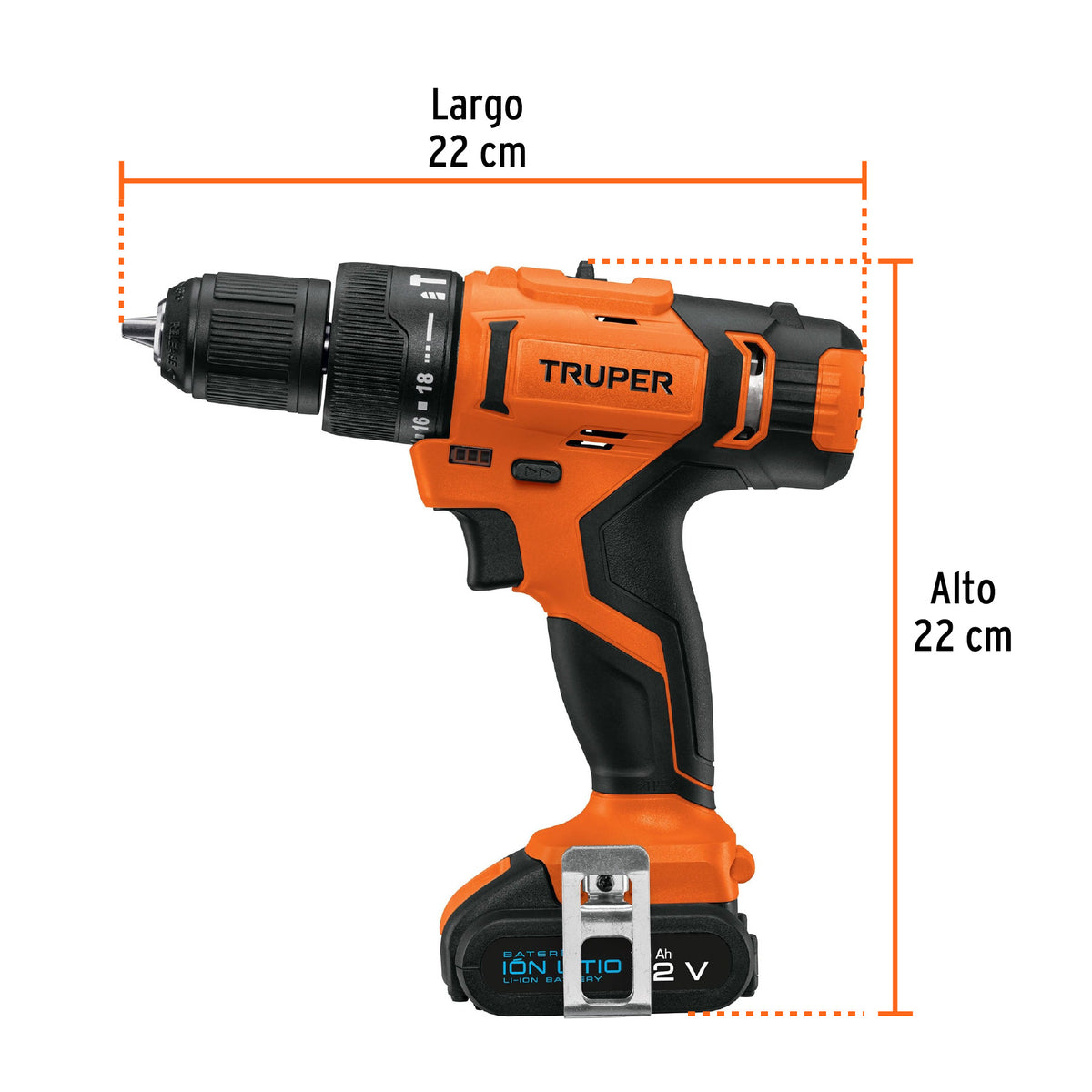 Rotomartillo 3/8', 12 V, 1 Batería 2 Ah, Pro