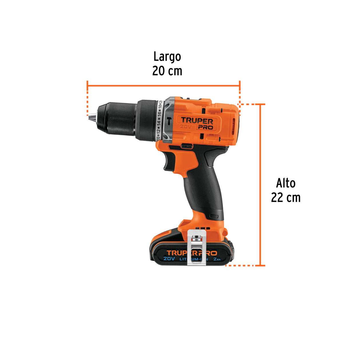 Rotomartillo 1/2', 20 V, 2 Baterías 2 Ah, Truper Pro