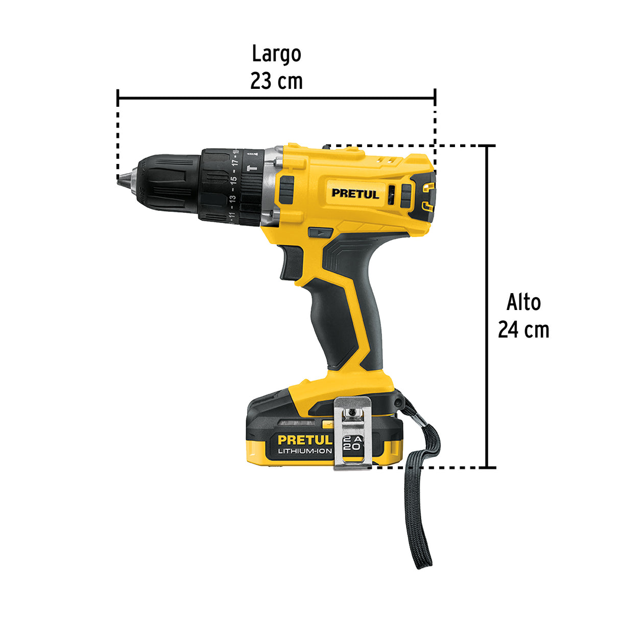 Rotomartillo 1/2', 20 V, 1 Batería 2 Ah, Pretul