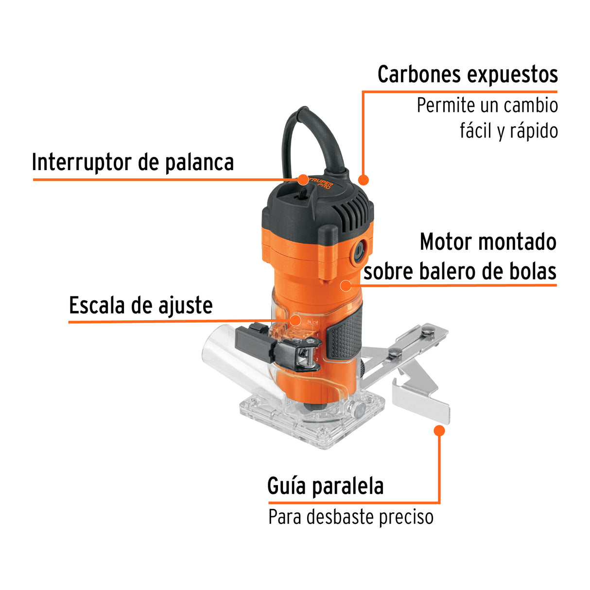 Router Compacto 600 W, 3/4 HP, Truper Pro