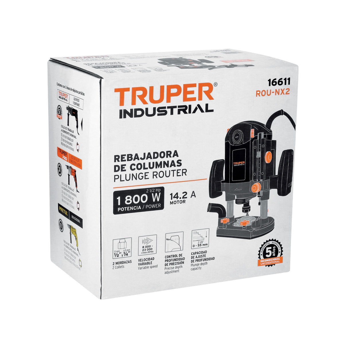 Router (Rebajadora) 1800 W, 2-1/2 HP, Truper Industrial