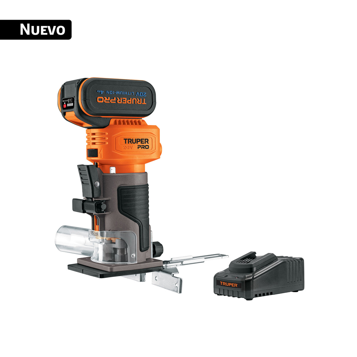 Router (Rebajadora) 1/4', 1 Batería 4 Ah, Truper Pro