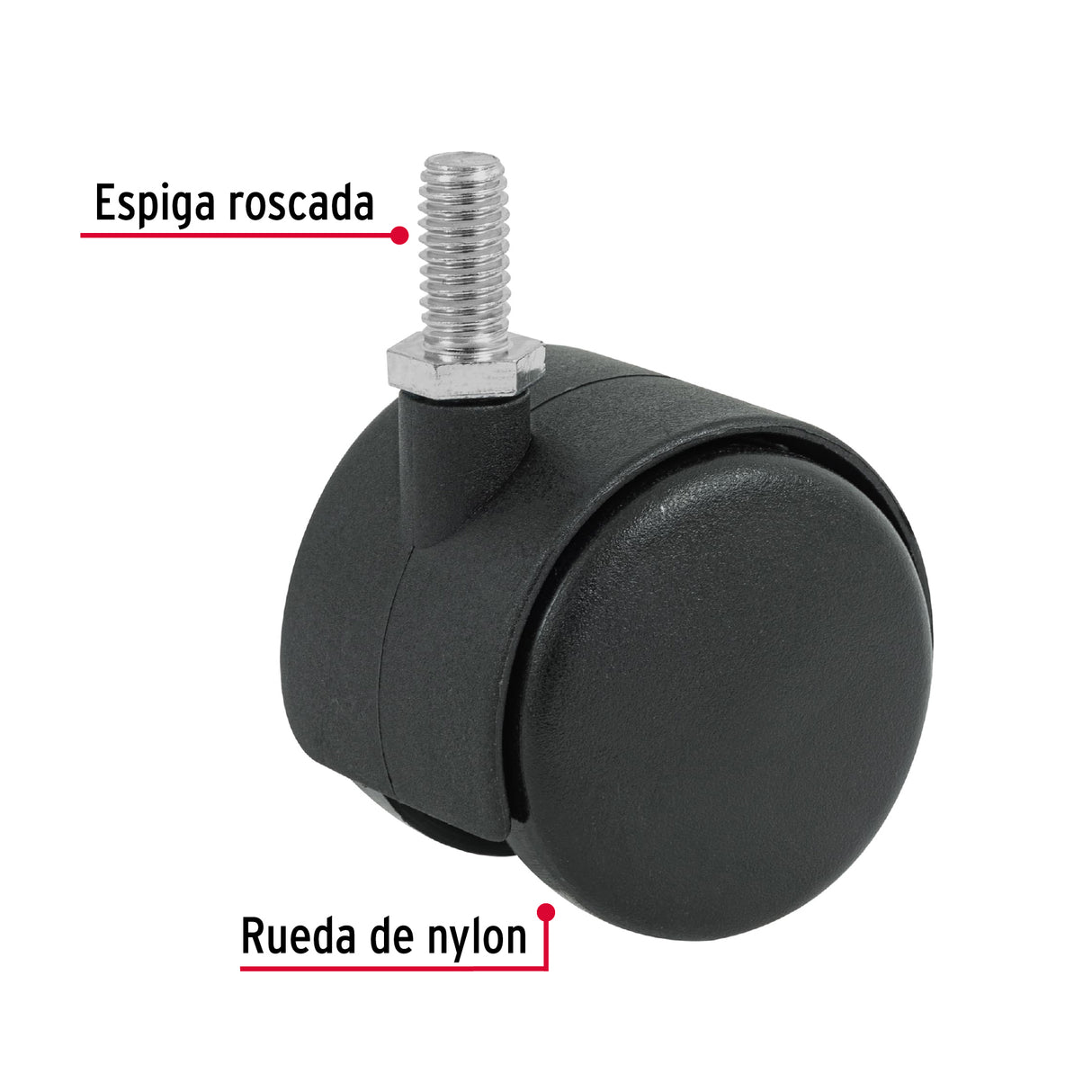 Rodaja Tipo Yoyo de 50 mm con Espiga Roscada, Fiero