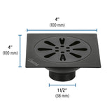 Resumidero Cuadrado 4' X 4', Acero Inoxidable, Negro, Gota