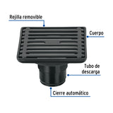 Resumidero Cuadrado 4' X 4', Acero Inoxidable, Negro, Aqua
