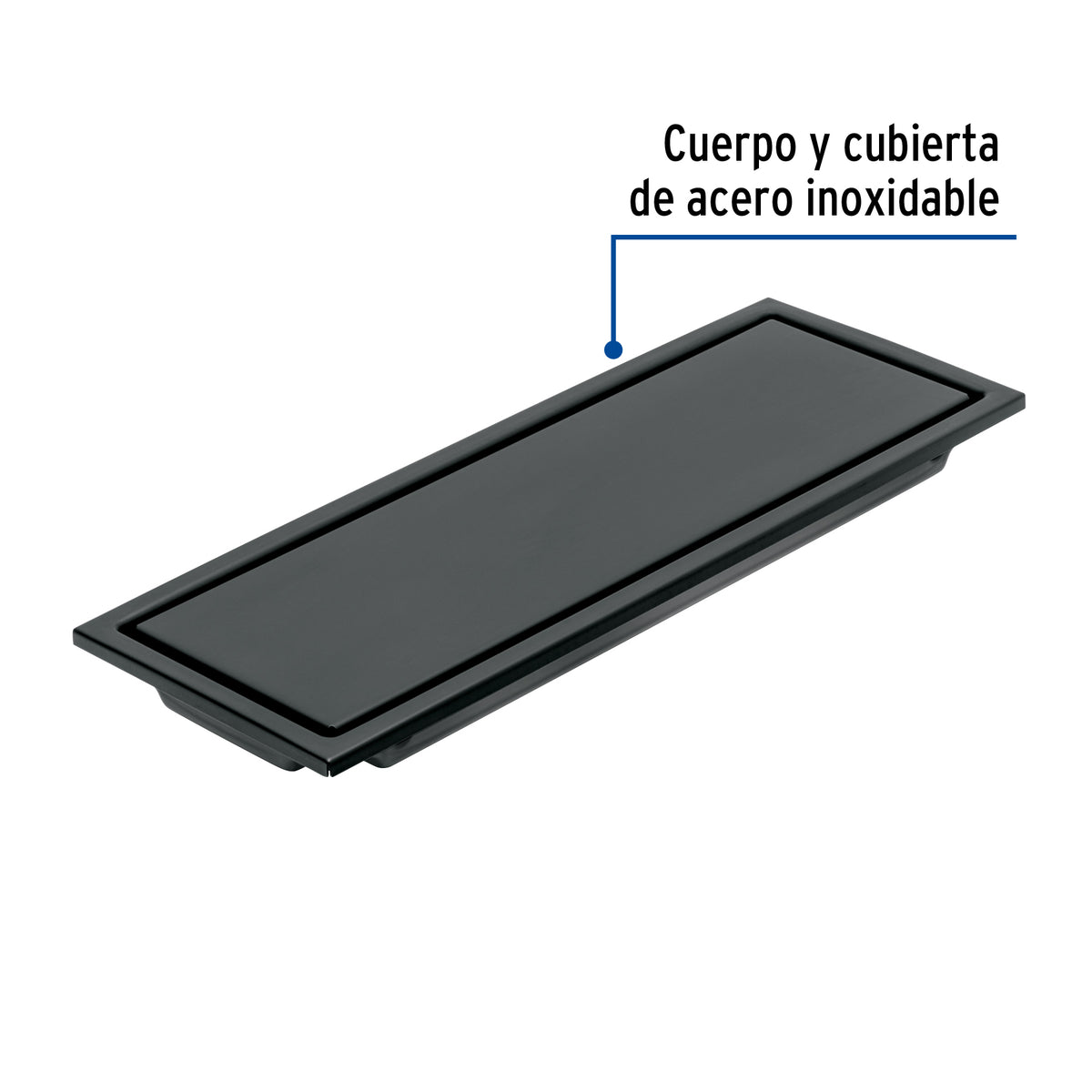 Resumidero Rectangular 30X11 cm Reversible, Negro, Foset Aqua