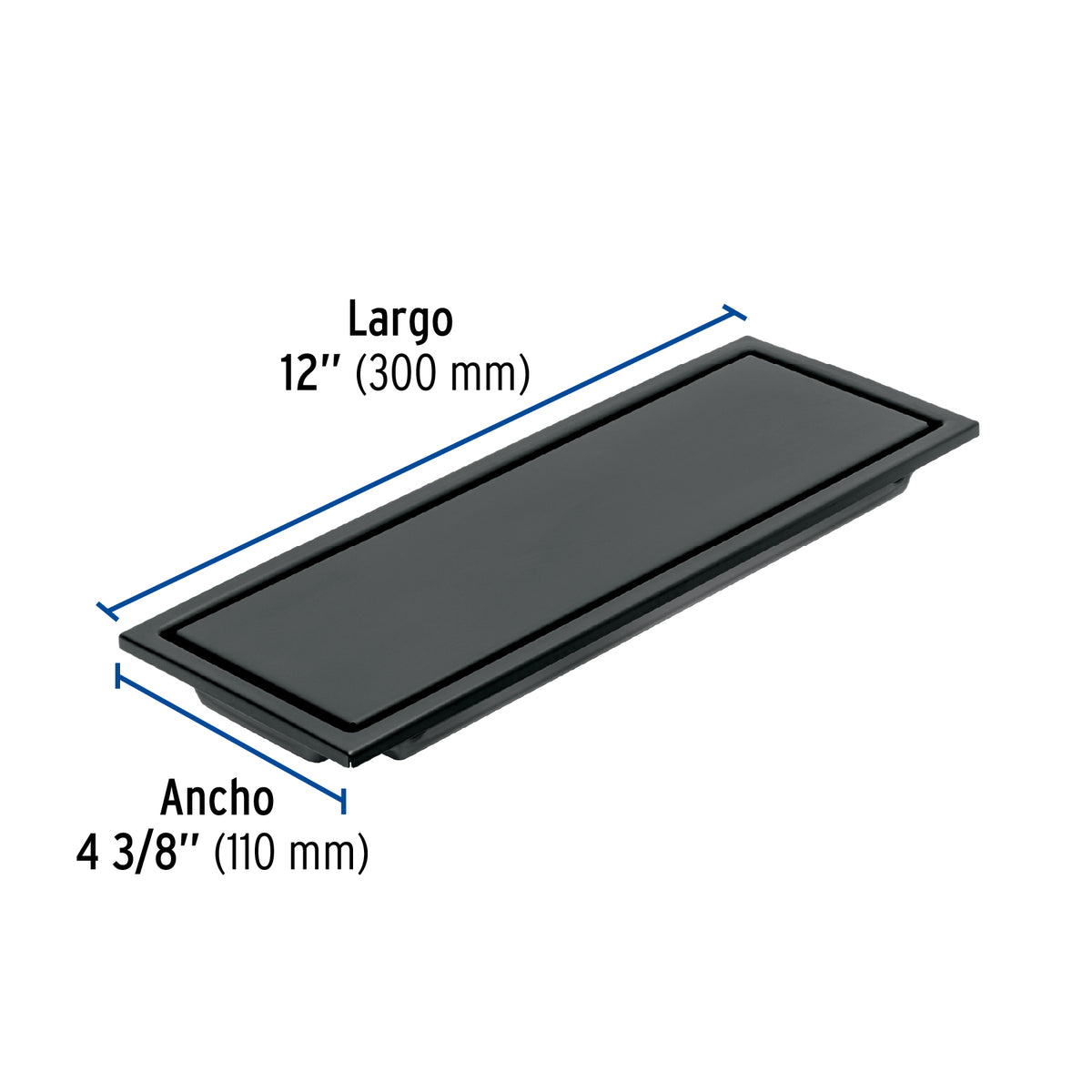 Resumidero Rectangular 30X11 cm Reversible, Negro, Foset Aqua