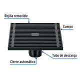 Resumidero Cuadrado 6 X 6', Latón, Negro, Foset Riviera