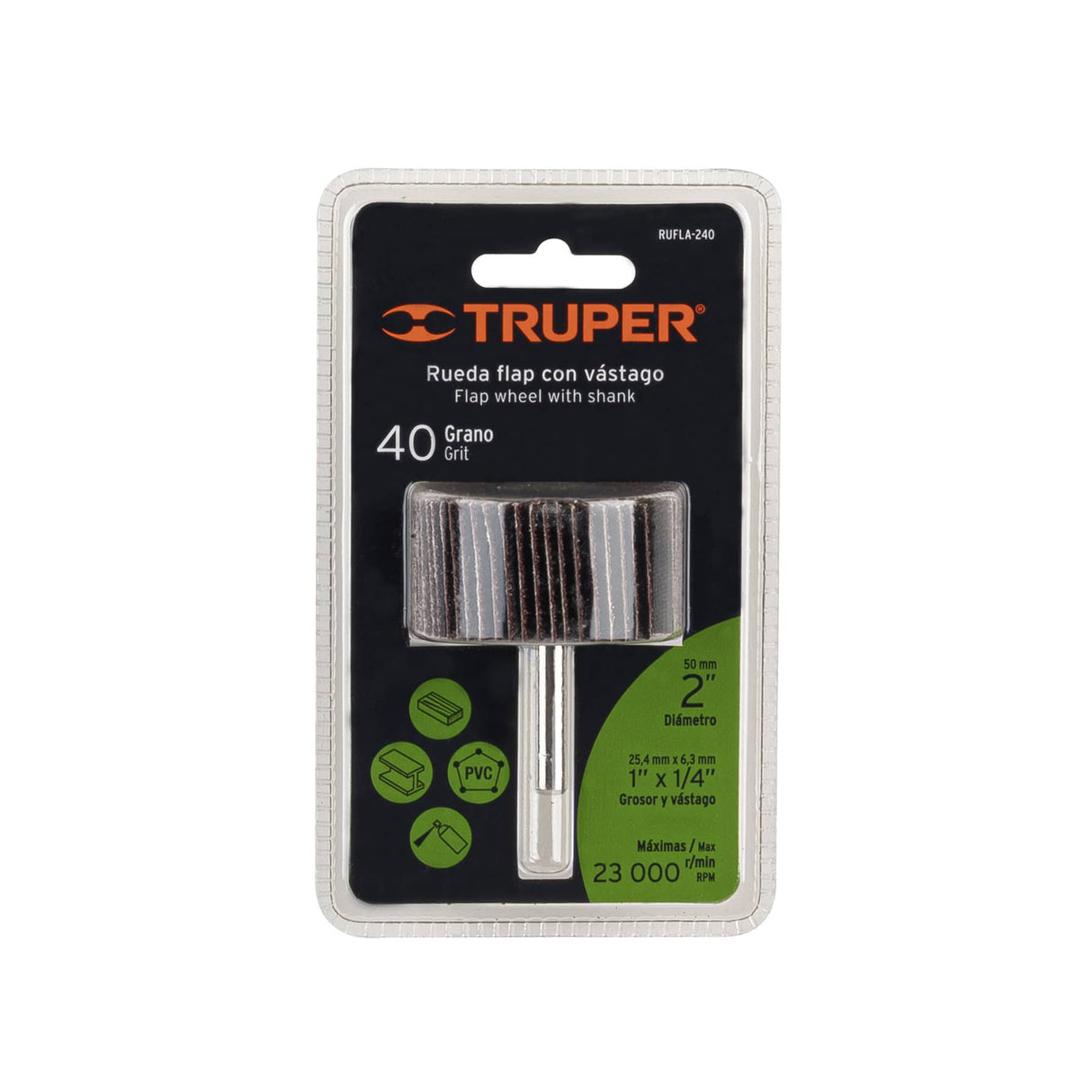 Rueda Flap de 2', Grano 40, Truper