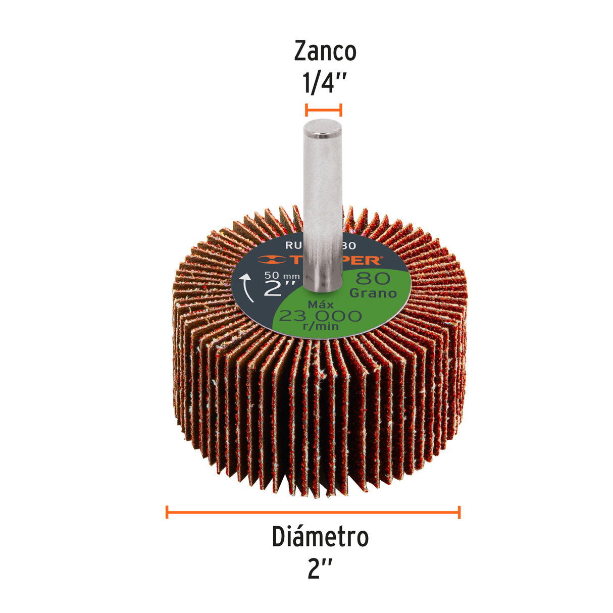 Rueda Flap de 2', Grano 80, Truper