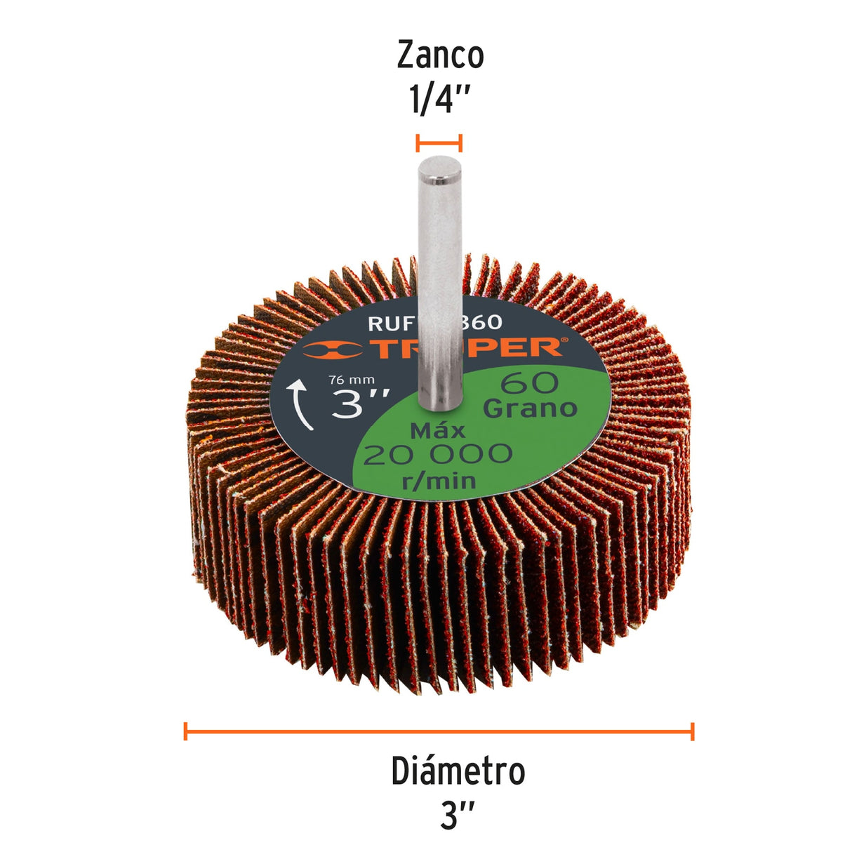 Rueda Flap de 3', Grano 60, Truper