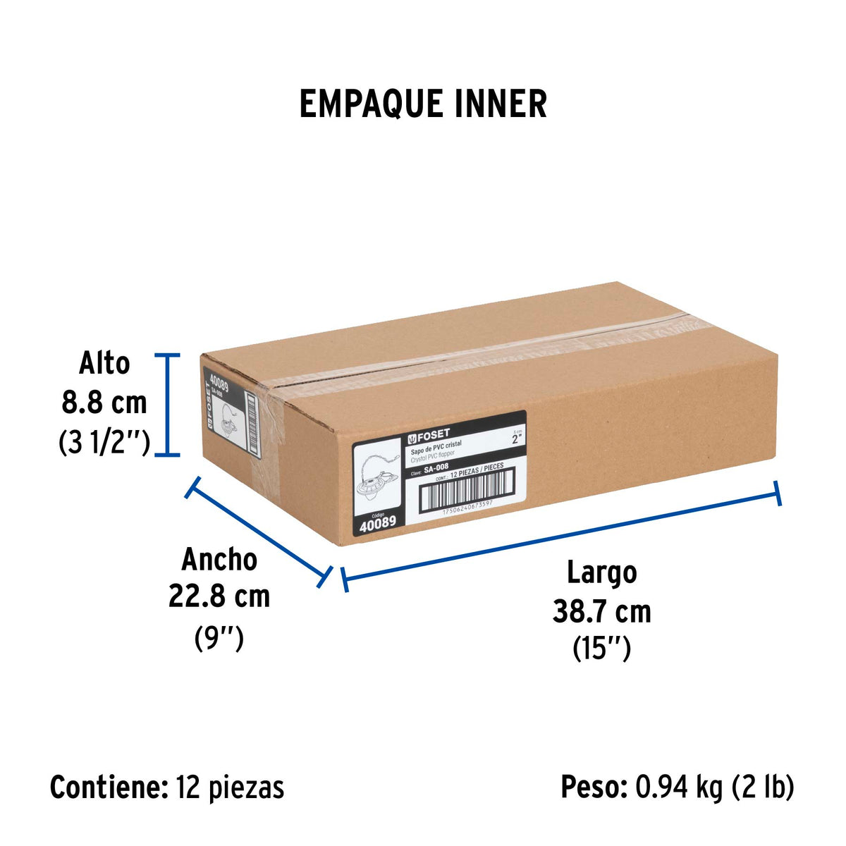 Sapo 2' para Wc, PVC, Trasparente, Cadena Inox, Foset