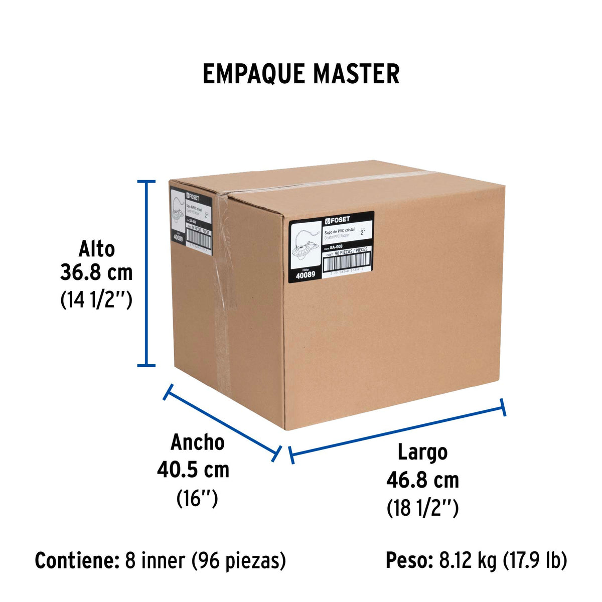 Sapo 2' para Wc, PVC, Trasparente, Cadena Inox, Foset