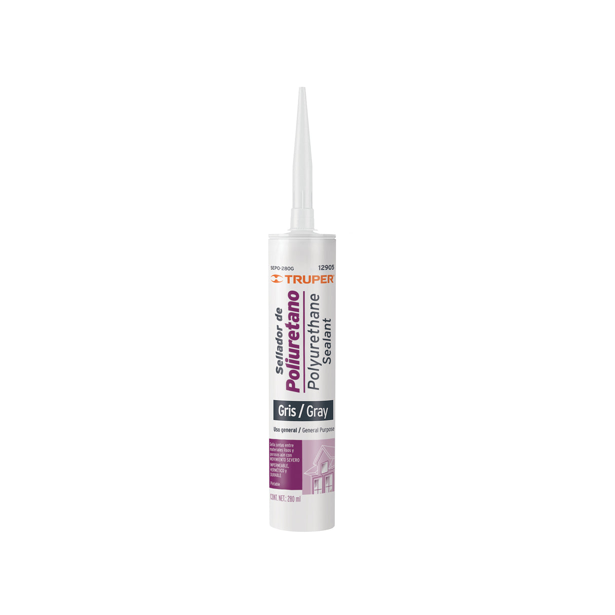 Sellador de Poliuretano de 280 ml, Gris, Truper