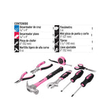Juego de Herramientas Básicas, Color Rosa, 8 Piezas, Pretul
