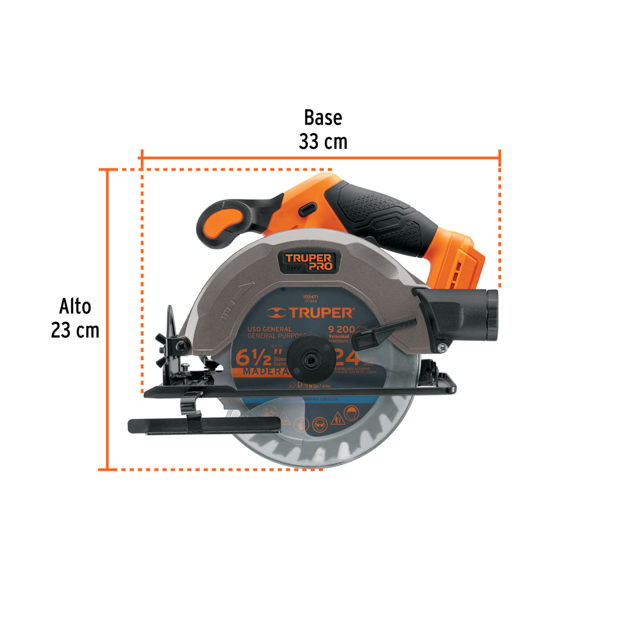 Sierra Circular 6-1/2', 20 V, sin Accesorios, Truper Pro
